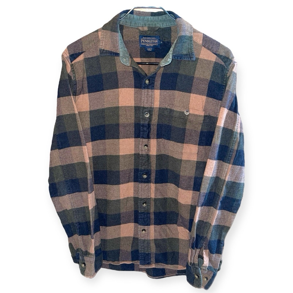 VINTAGE Pendleton Shirt Mens Brown Plaid Woolen Mills Small